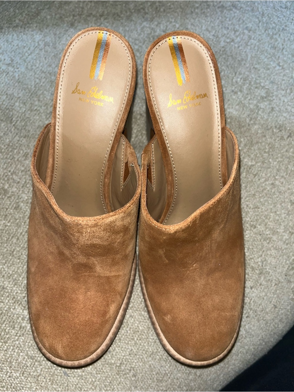 Sam Edelman Chestnut Brown Suede Slide Mules